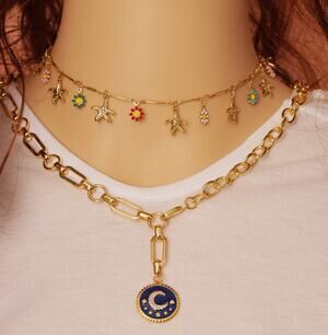 21 inch gold plated charm necklace